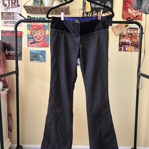 Stoosh Charcoal Gray Pants With Purple Inner Waist Band